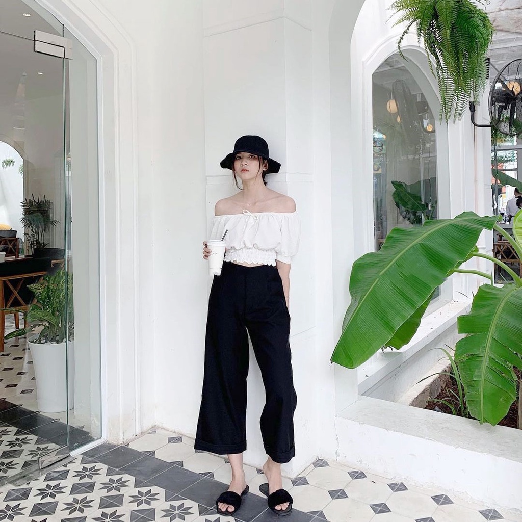 Quần culottes ống rộng bigsize trắng đen kem chất đũi mềm cao cấp LADY QOR02