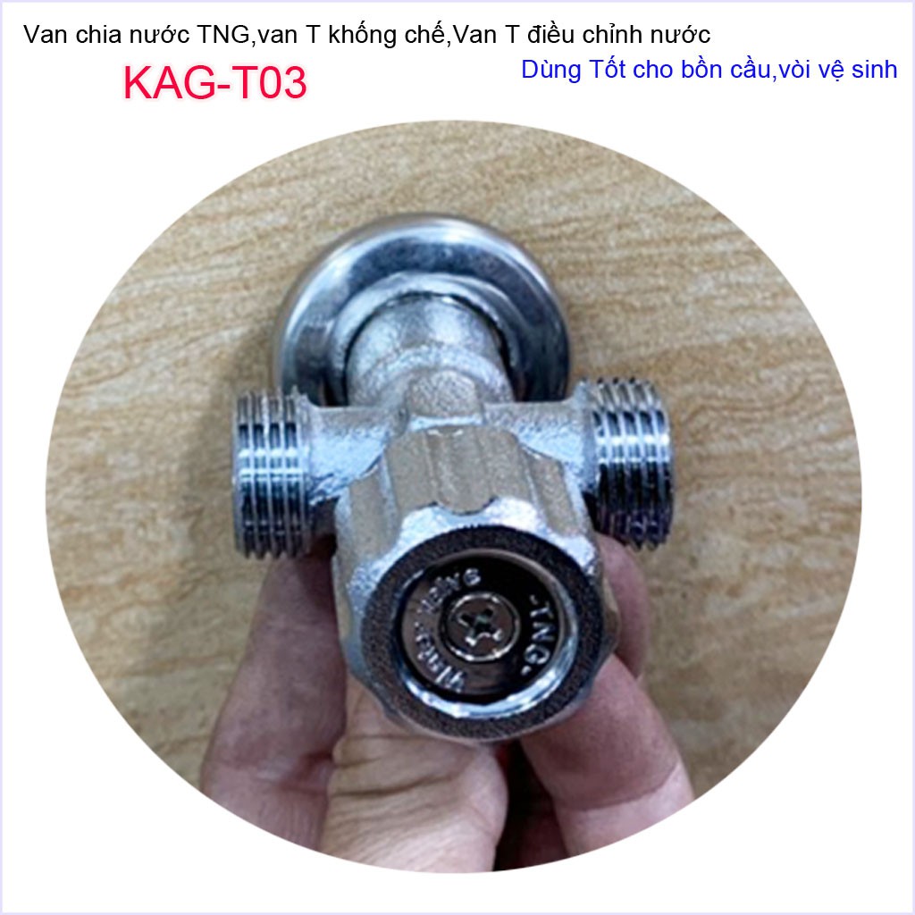 T chia nước van khóa giảm áp KAG-T03 cao cấp, van T chia nước bồn cầu và vòi xịt, T nối nước vòi xịt siêu bền