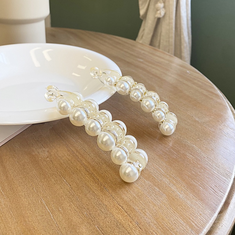 Kẹp tóc hình quả chuối đính ngọc trai nhân tạo để tạo kiểu tóc đuôi ngựa