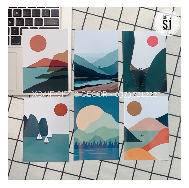 Set 6 tấm thiệp postcard NGHỆ THUẬT S1, S2 có sẵn decor trang trí phòng cực xinh
