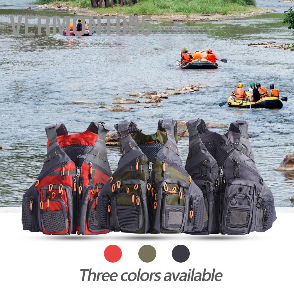 Có thể bán buôn 3 màu ngoài trời Đa chức năng Unisex Người lớn Áo phao Vest Áo ghi lê cứu sinh có túi Hàng giao ngayVermont055