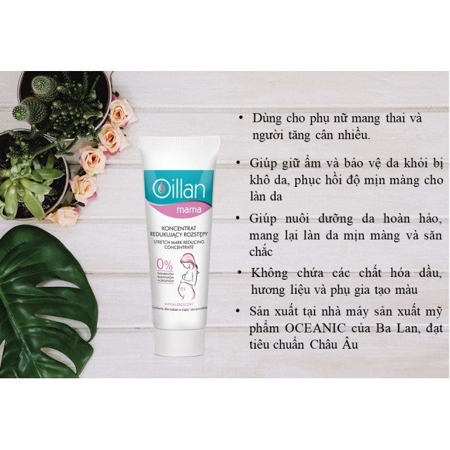 Tinh Chất Giảm Rạn Da OILLAN Mama Stretch Marks Reducing Concentrate An Toàn Cho Cả Phụ Nữ Mang Thai 40ml Date T10/2022