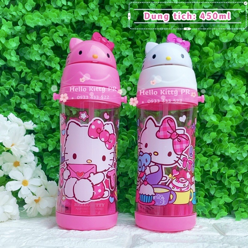 BÌNH NƯỚC ỐNG HÚT CÓ DÂY ĐEO HELLO KITTY