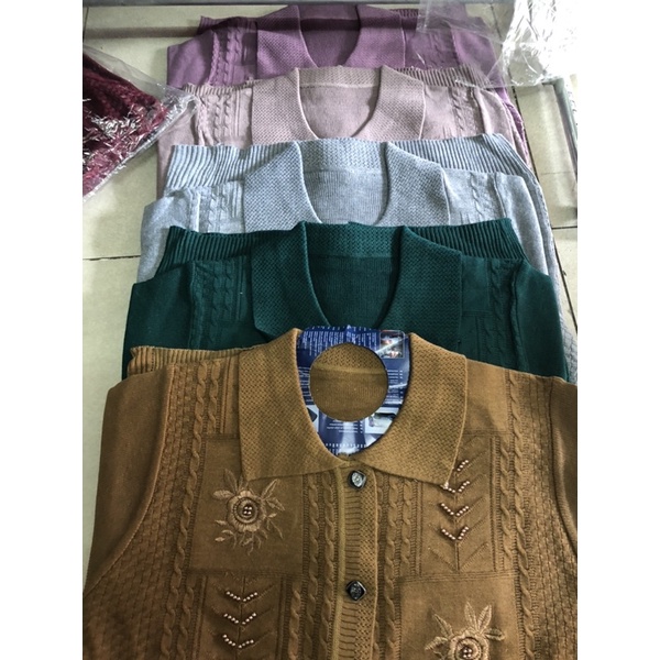 Áo Len trung niên cài nút Thêu Hoa Đính Hạt. Hàng loại 1.