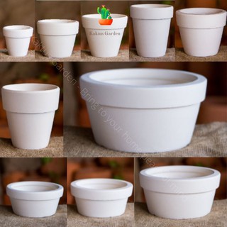 Chậu đất nung, trắng - trồng sen đá, xương rồng - Kaktus Garden