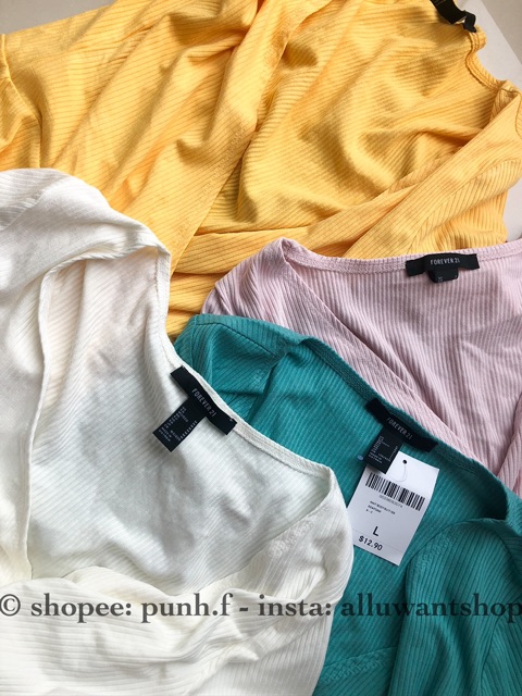 Áo thun gân Surplice Bodysuit F21 VNXK