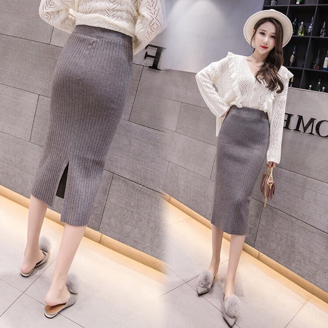 Chân váy len bút chì trơn sẻ sau và sẻ cạnh ( ảnh kèm video) | BigBuy360 - bigbuy360.vn