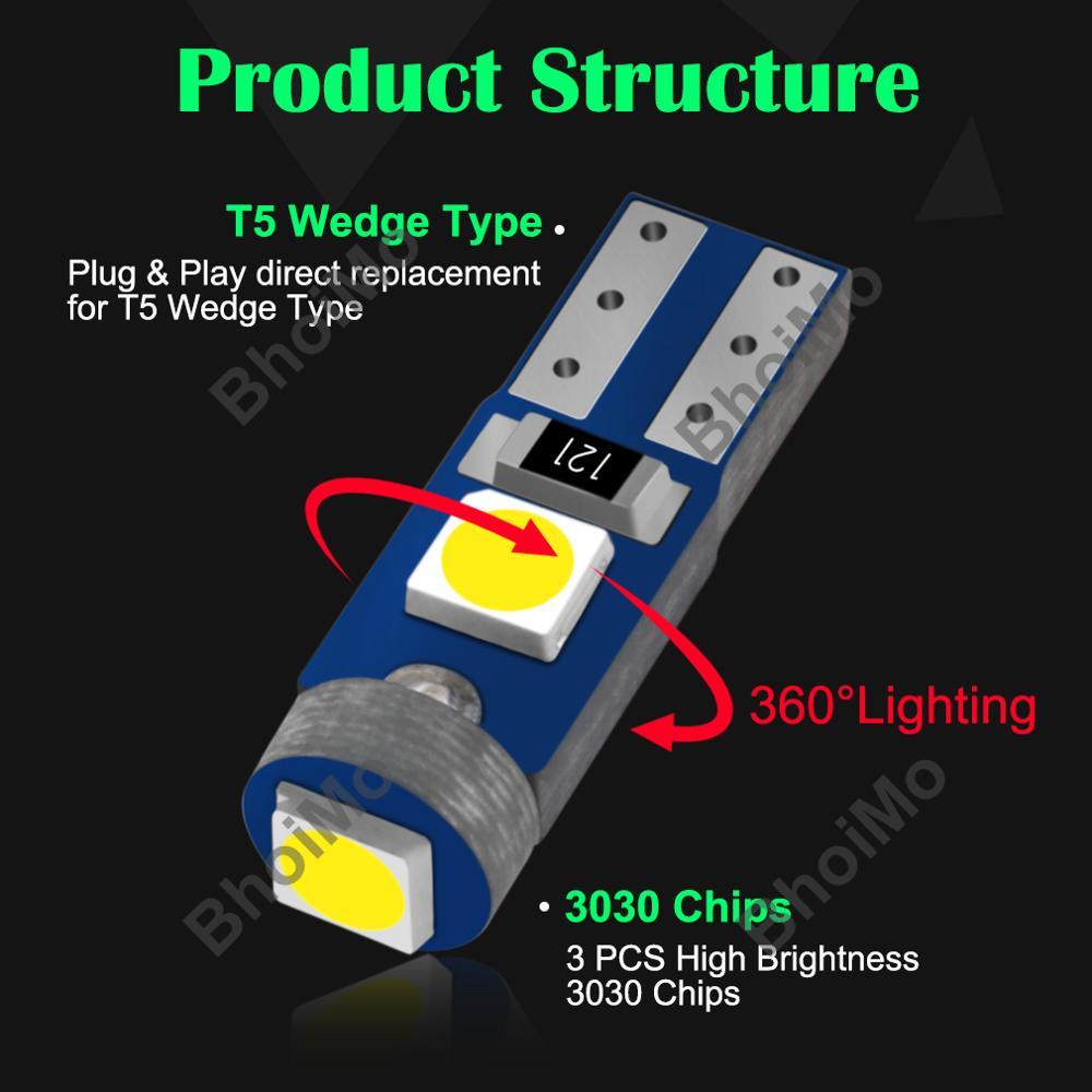 Đèn Led T5 W3W 3smd 3030 17 73 74 2721 Dc12V 6000k Ánh Sáng Trắng Cho Xe Hơi