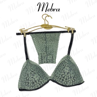 Bộ đồ lót ren nữ bralette không gọng mút mỏng thương hiệu Mebra, hoạ tiết sexy, form chuẩn _ MD022