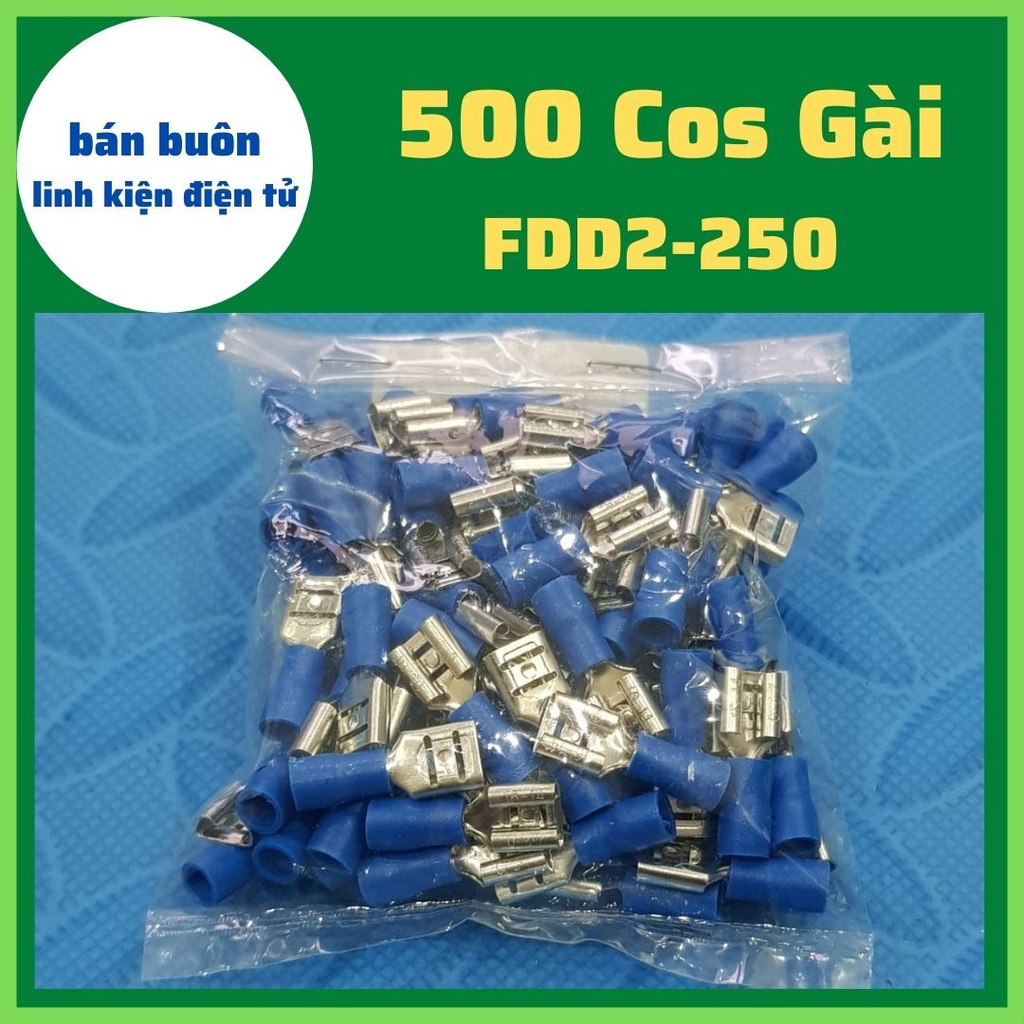 Đầu cos gài 6.3, đầu cos chữ T, đầu cốt gài FDD2-250 (500 Chiếc)