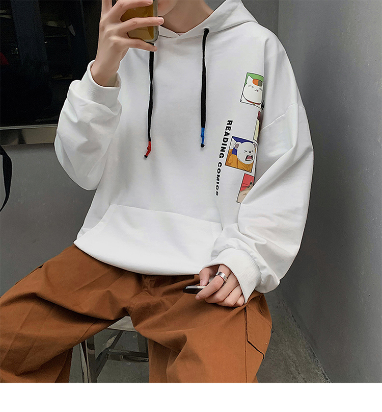 Áo hoodie form rộng họa tiết hoạt hình kiểu dáng năng động thời trang cho nam | BigBuy360 - bigbuy360.vn