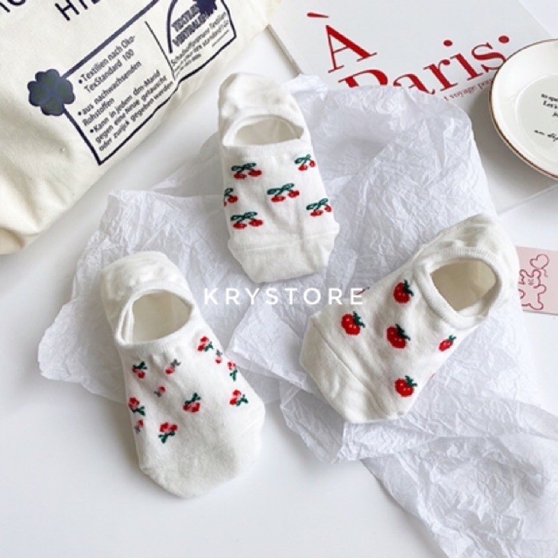 [Mã FADI5K245 giảm 5K đơn 0đ] Tất lười nữ đẹp cute set hoa quả phong cách hàn quốc TL01