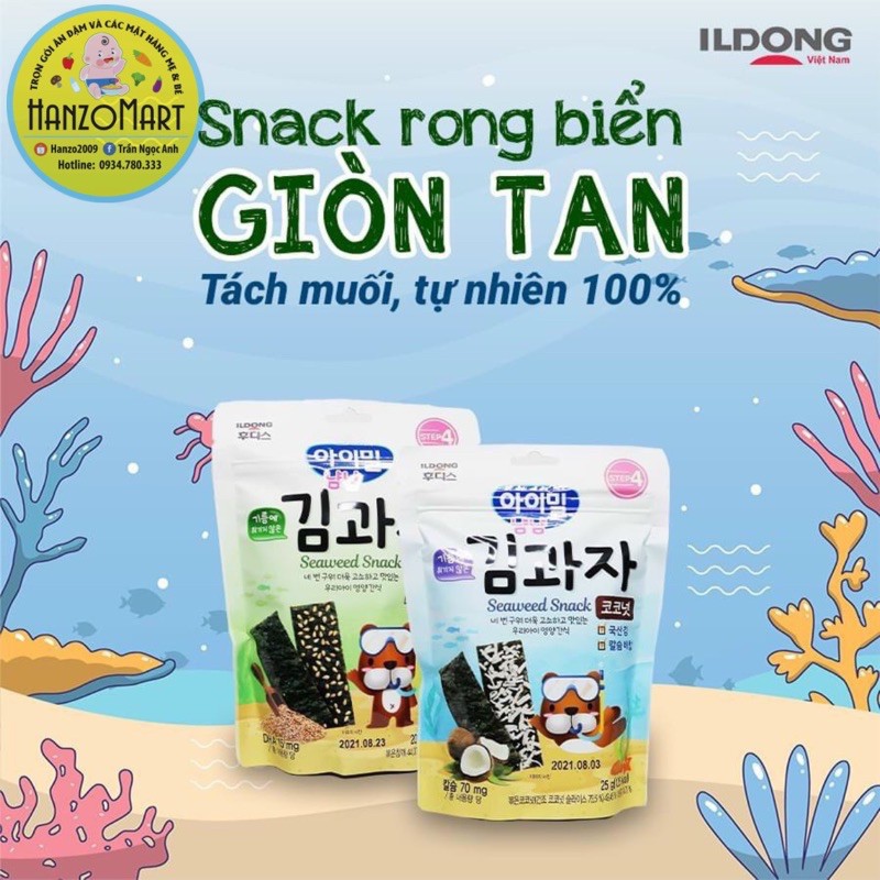 Snack rong biển tách muối ăn liền ăn dặm ILDONG Hàn Quốc