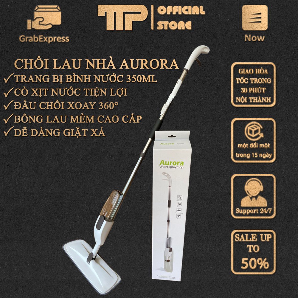 Cây lau nhà xịt nước thông minh Aurora lau dọn dễ dàng đầu xoay 360 độ