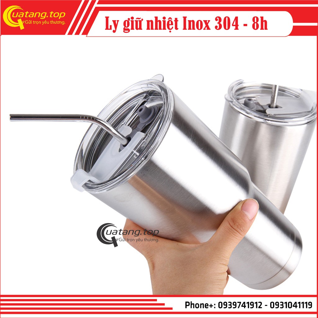 Ly giữ nhiệt Thái Lan 900ml kiểu dáng Ly Yeti [Tặng kèm túi + 2Ống hút + cọ] màu Bạc Inox 304 giữ nhiệt lên đến 12h | BigBuy360 - bigbuy360.vn