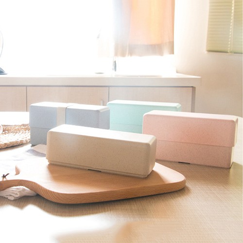 HCM - Hộp cơm lúa mì bento 2 khay thông minh xếp gọn 500ml