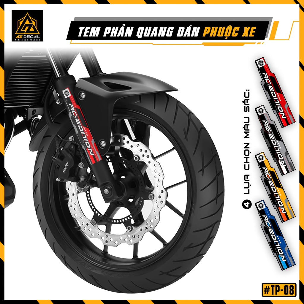 Tem Phuộc RC Edition Dán Phuộc Trước Xe Máy, Xe Mô Tô Yamaha | TP08 | Decal Phản Quang Chống Nước