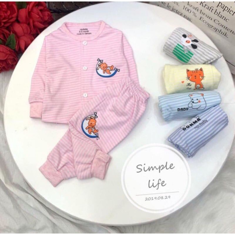Bộ cotton nỉ kẻ cho bé yêu