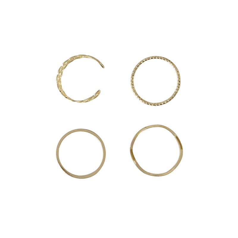 Set 4 Nhẫn Mạ Vàng / Bạc Kiểu Dáng Đơn Giản Thời Trang Cho Nữ