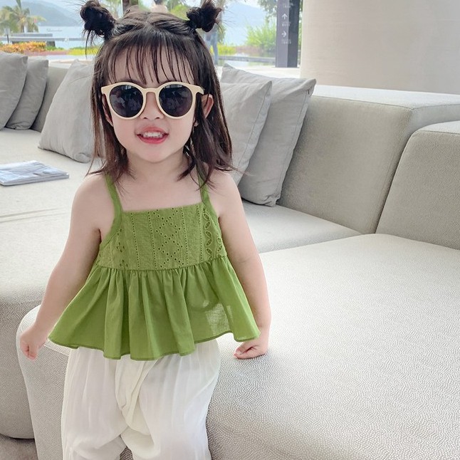 Áo hai dây thời trang mùa hè kiểu Hàn Quốc thoải mái dành cho bé gái