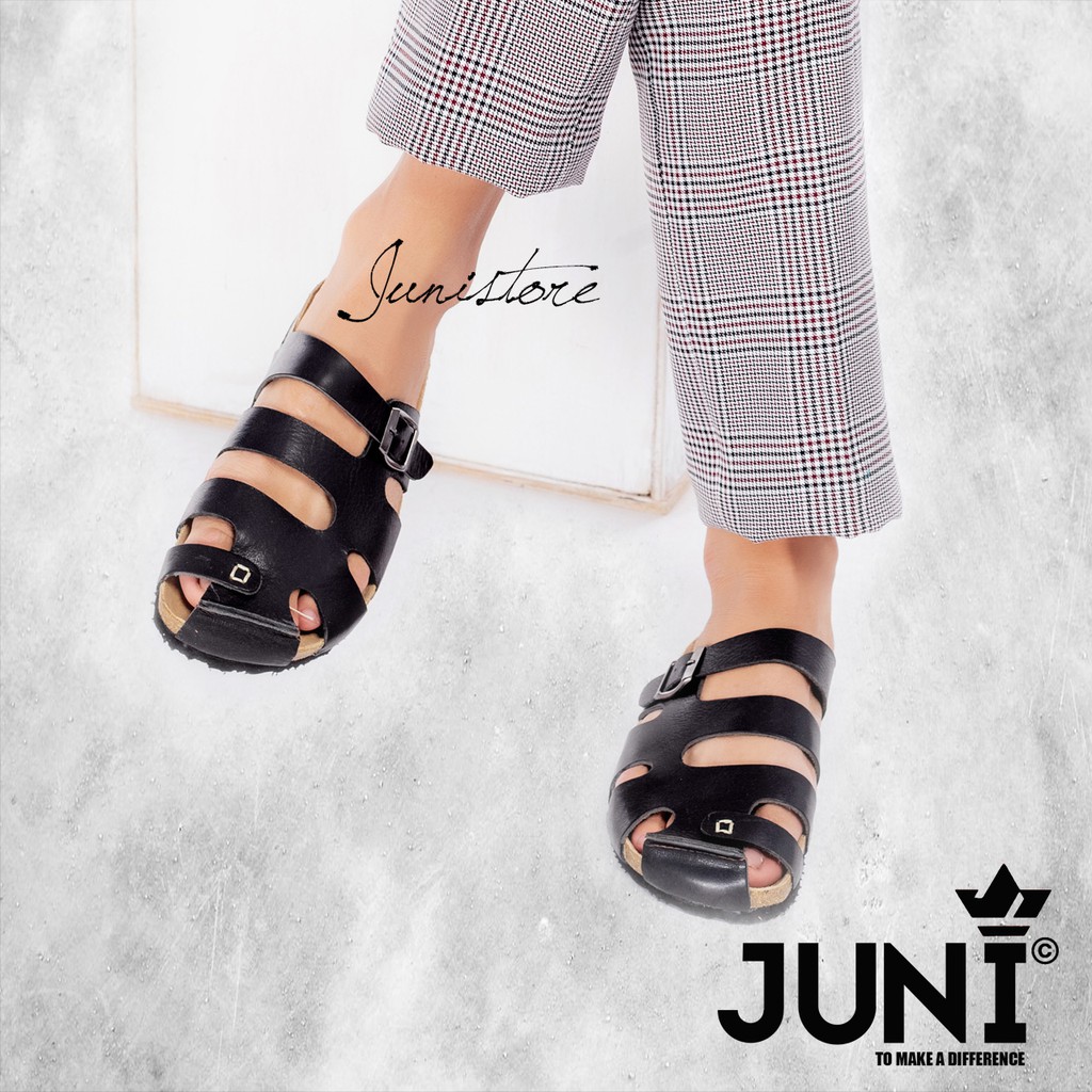 [DA BÒ THẬT] R20 - Dép sục rọ da bò Unisex Hot trend (Đế trấu) - Juni Store