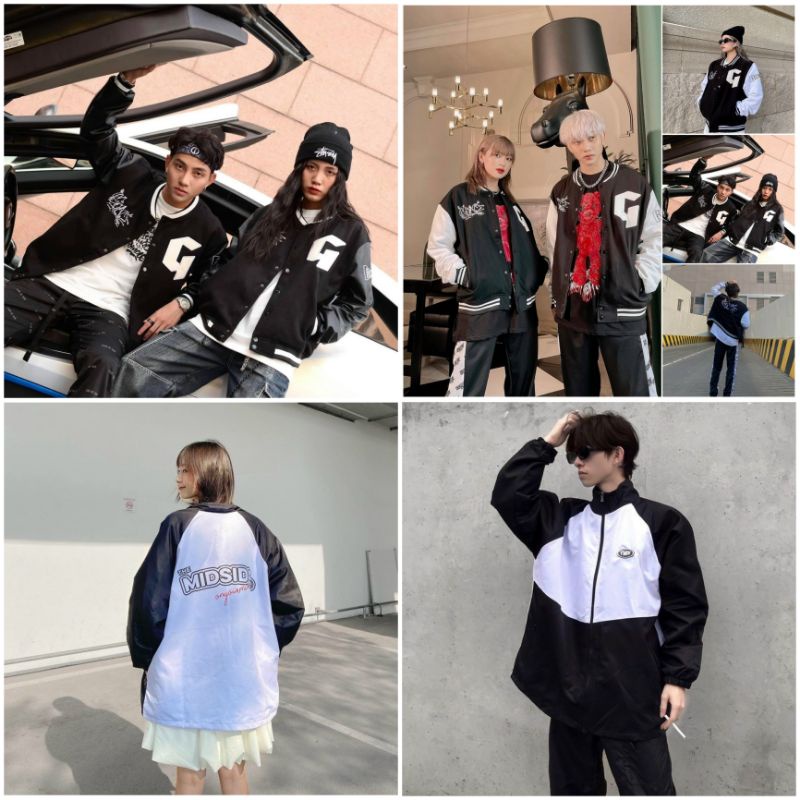 Áo Khoác Bomber Dù Bóng Chày Chữ G Cặp Đôi Couple Rẻ Đẹp 💖FREESHIP💖 Áo Gió TSM - Chống nắng Tốt Kiểu Bomber Jacket