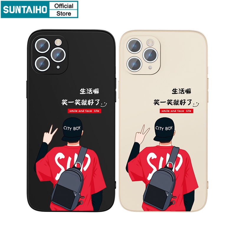 Ốp lưng iphone Ốp điện thoại Suntaiho bằng silicon mềm hình City boy cho iPhone 13 12 11 Pro Max X XR Xs Max 7 8 Plus 12mini 13mini