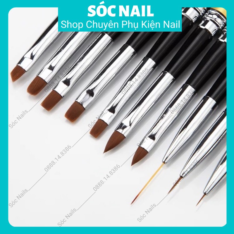 Bộ Cọ Nail 10 Cây Vẽ Móng Đủ Loại Cọ Nét, Cọ Hoa Cúc, Cọ Bản, Cọ Màu Nước