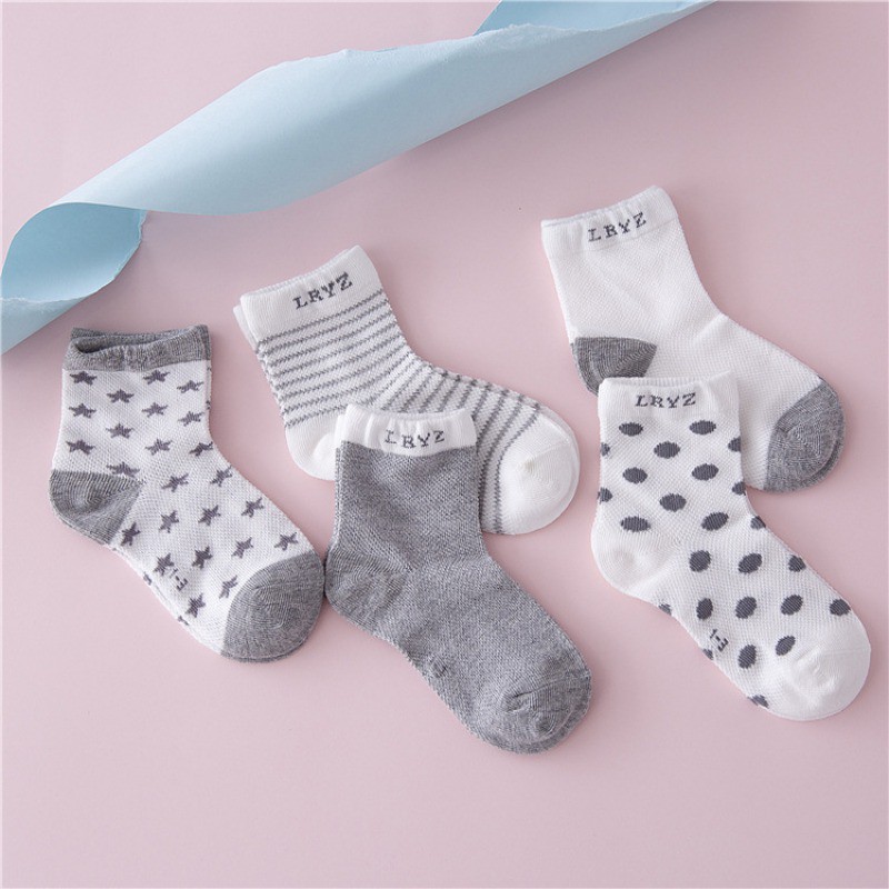 Set 5 Đôi Tất Cotton Chống Trượt Cho Bé