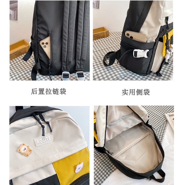 Balo ulzzang nam nữ đi học chống thấm phối màu BAG U AJO25