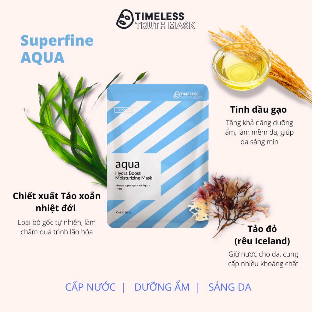 Mặt Nạ Sợi Tơ siêu nhẹ làm sáng da, dưỡng ẩm sâu Timeless Truth Mask - Aqua Hydra Boost (30ml x 5 miếng)