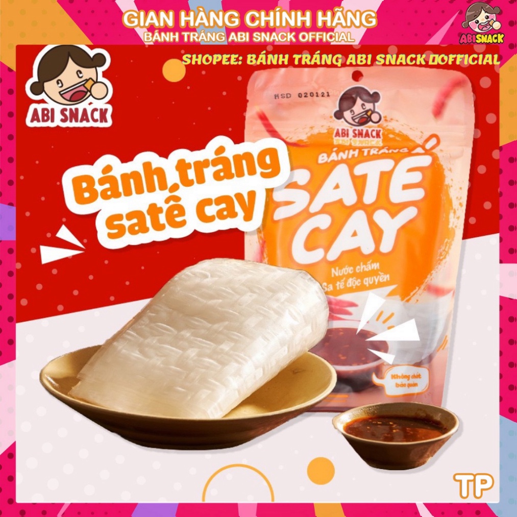 Xả Kho Bánh tráng ABI bánh tráng sate cay mặn loại bánh tráng sa tế công thức độc quyền túi zip thực phẩm và đồ uống