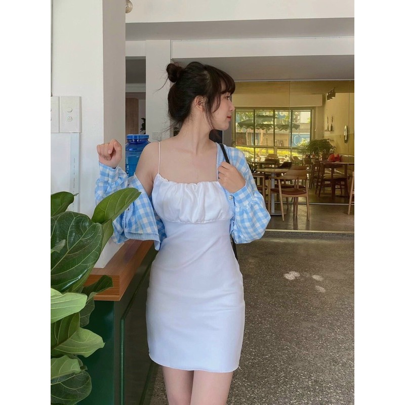 [Mã SKAMSALE06 giảm 10% tối đa 100K đơn 150K] Set váy hai dây kèm khoác cadigan 👗👗 FROM MẶC LÊN DÁNG CỰC XINH LUN Ạ 💟 | BigBuy360 - bigbuy360.vn