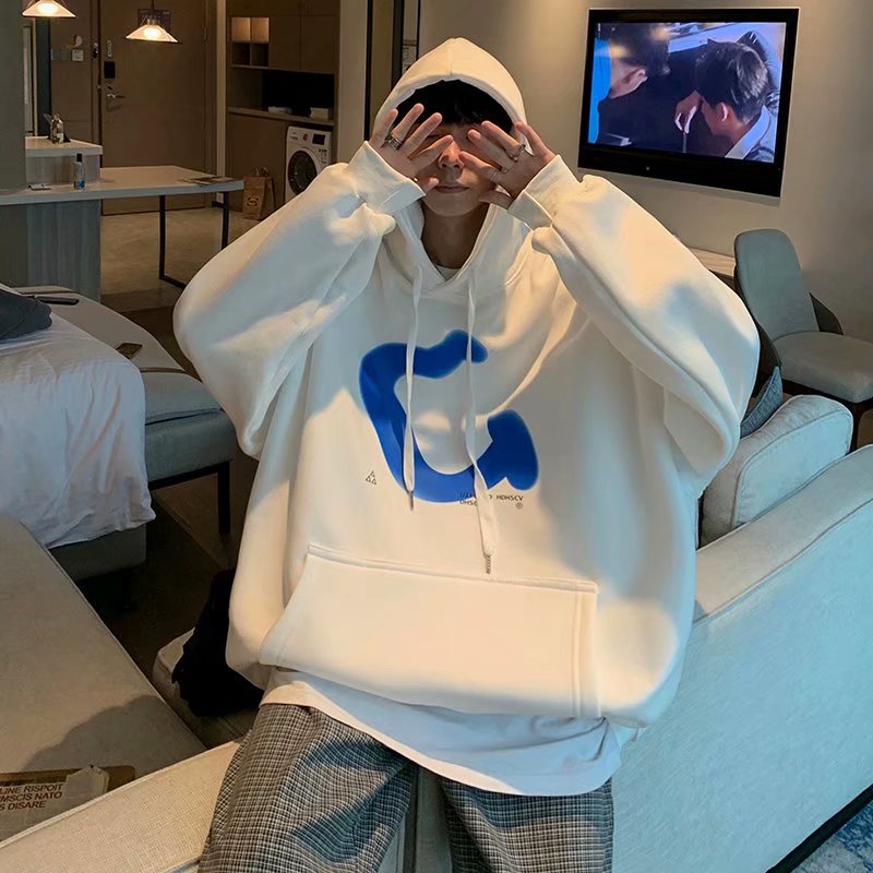 Áo hoodie dáng rộng in chữ phong cách hiphop đường phố Hàn Quốc thời trang dành cho cặp đôi kích thước M-5XL
