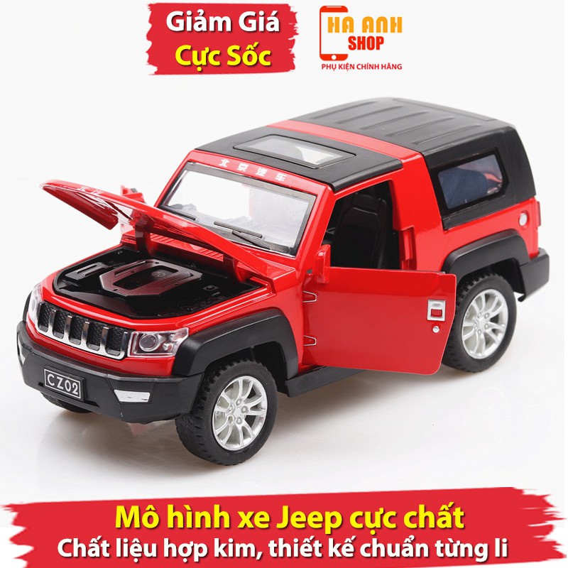 Mô Hình Xe JEEP bằng hợp kim cực nét, mô hình xe ô tô có đèn còi báo khi mở cửa