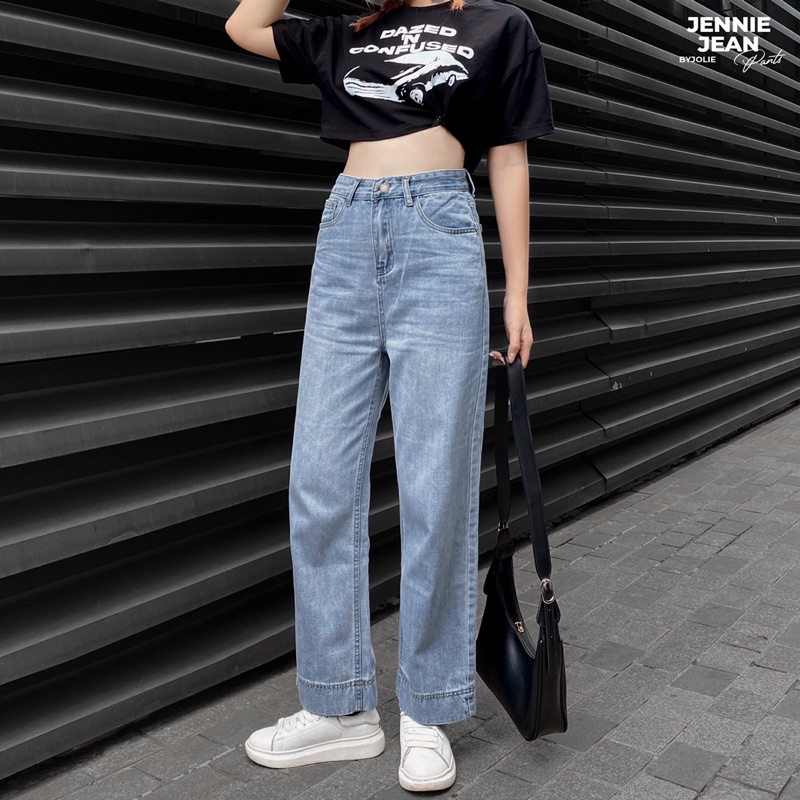 Quần jean denim ống rộng Jennie Pants Byjolie chất jean mềm