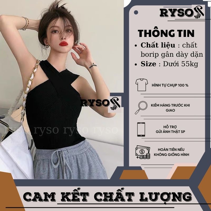 Áo croptop cổ yếm nữ chất thun gân co giãn cao cấp