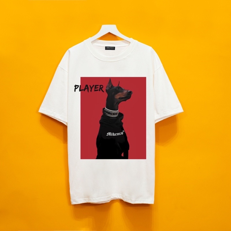 Áo thun tay lỡ Mikenco Chó Player MOSSSHOP - Áo phông nam nữ unisex phong cách hàn quốc ulzzang freesize form rộng 65kg