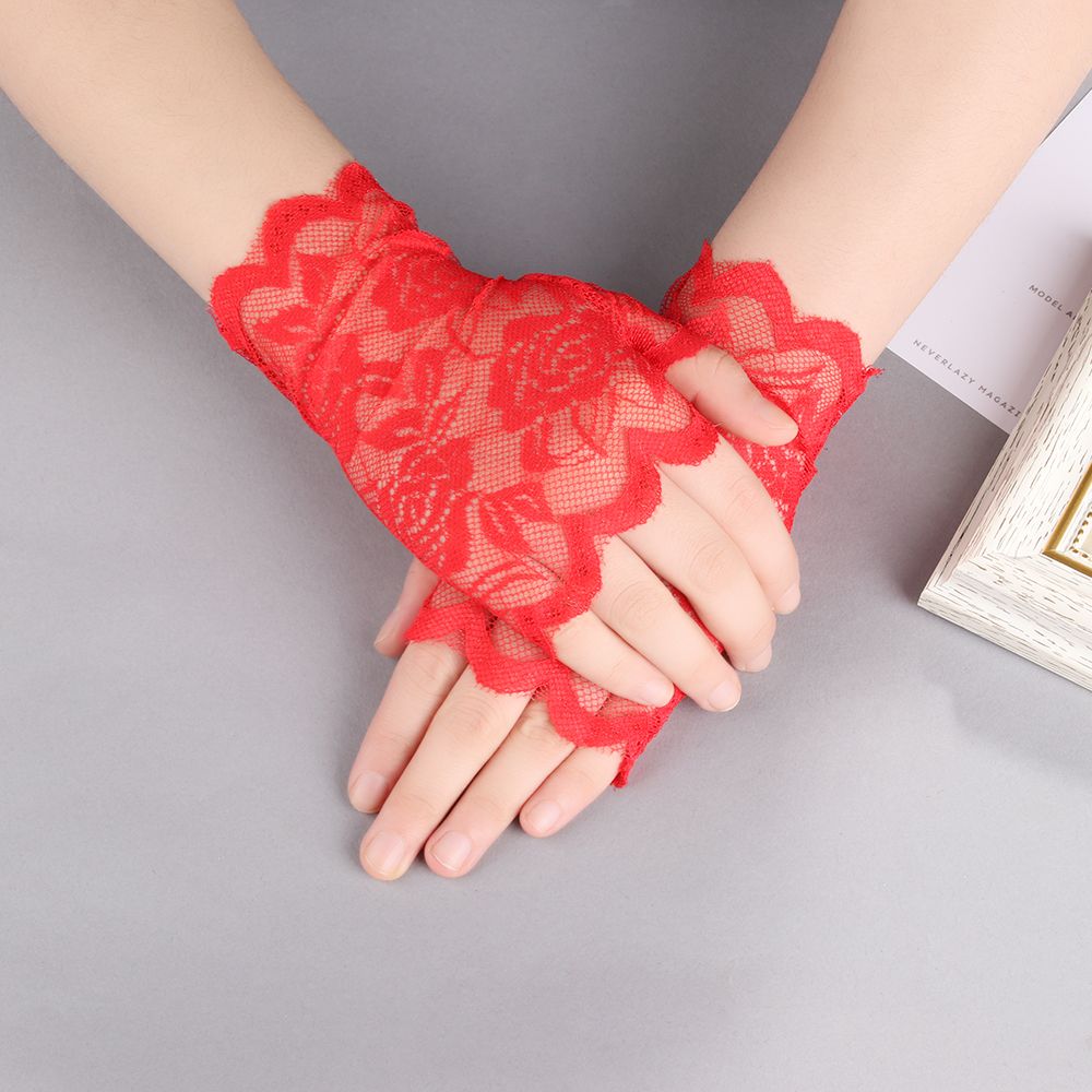 Găng Tay Ren Hở Ngón Quyến Rũ Cho Cô Dâu