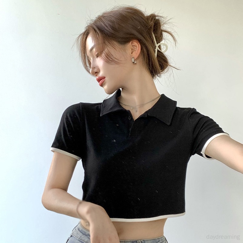 Áo Thun Tay Ngắn Hở Lưng Phong Cách Hàn Quốc Dành Cho Nữ