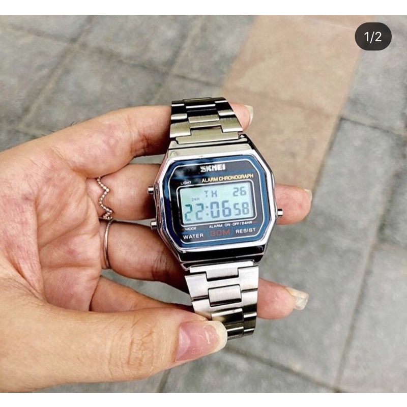 Đồng hồ SKMEI thể thao dây thép size 36mm full chức năng có chống nước mặt kính chống trầy