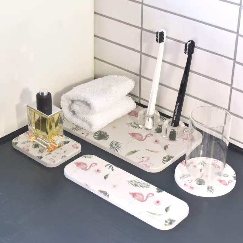 Thảm đá diatomite mini nhật bàn để bàn chải, ly nước, xà bông - AUG037