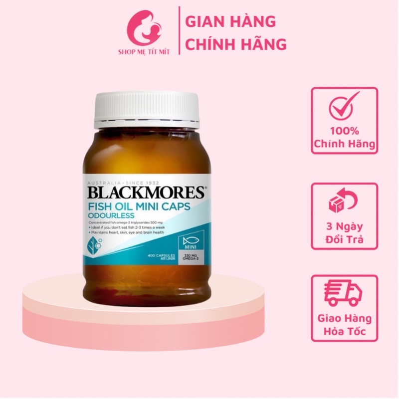 Dầu cá khử mùi Minicaps Odourless Fish Oil Blackmores 400 viên,Dầu cá kích thước nhỏ, không còn mùi tanh