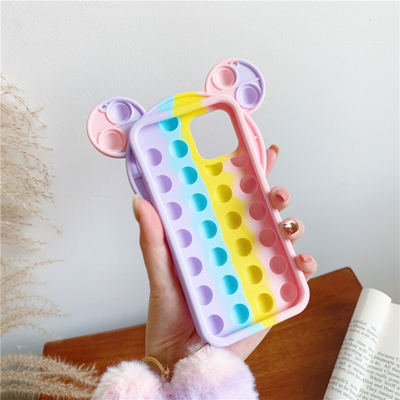 Ốp Lưng Silicone Hình Chuột Mickey Có Bóng Lông Thời Trang Cho Iphone 12 Pro Max 12mini 11 Pro Max I6 6s 7 8 + X Xr Xs Max