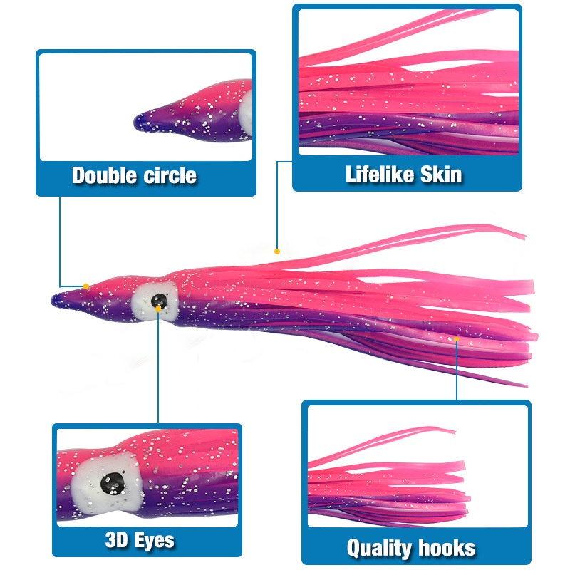 Bộ 5 Mồi Câu Cá Hình Bạch Tuộc Kích Thước 12cm / 4g