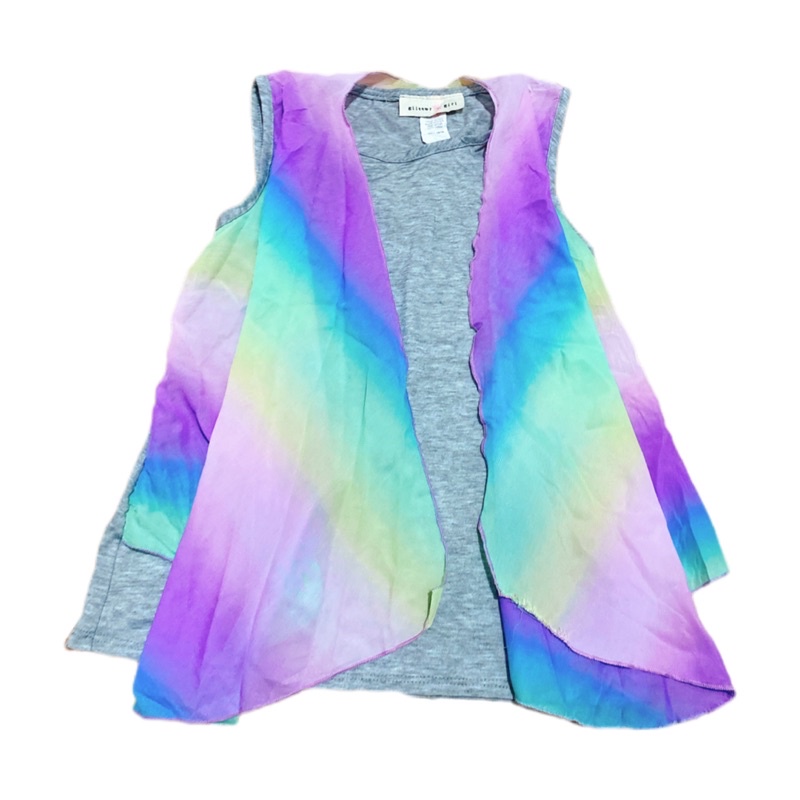 Áo thun xám loang phối voan bé gái