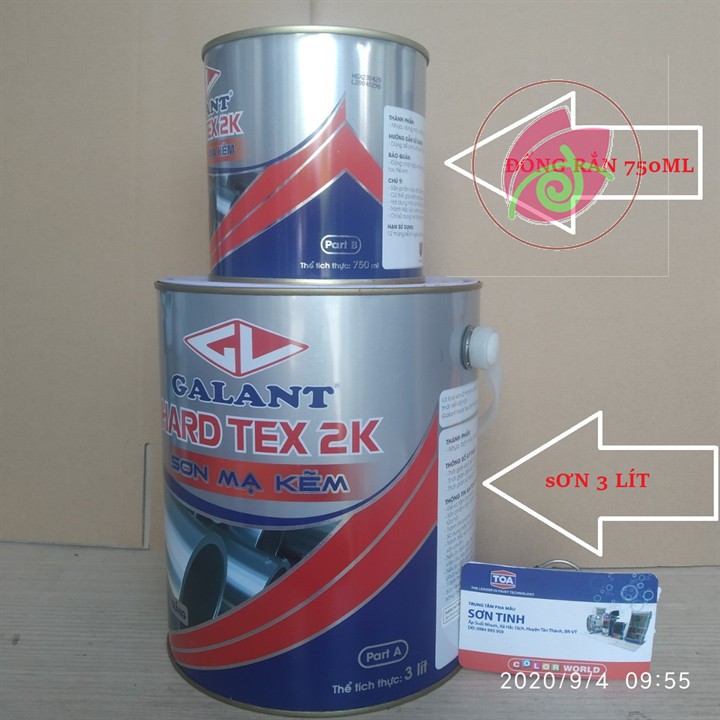Sơn sắt MẠ KẼM epoxy Galant nhiều màu - HARD TEX 2K epoxy - 2 thành phần- Loại 3,75 lít
