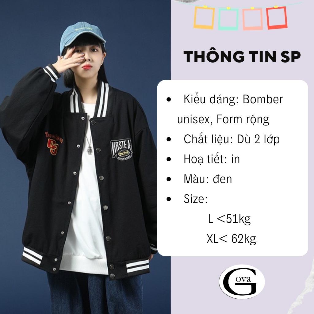 Áo khoác Bomber dù GJ form rộng 2 lớp nam nữ Unisex GOVA