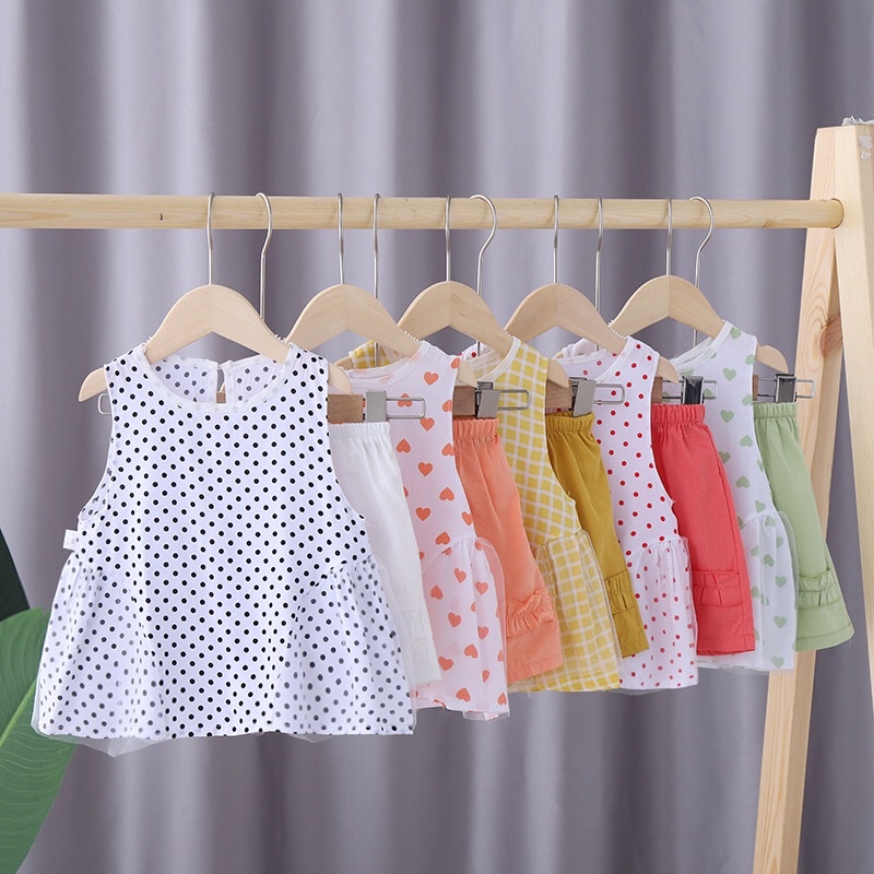 Bộ Lanh Hè xinh xắn cho bé gái, bộ cộc tay cho bé rộng rãi thoáng mát
