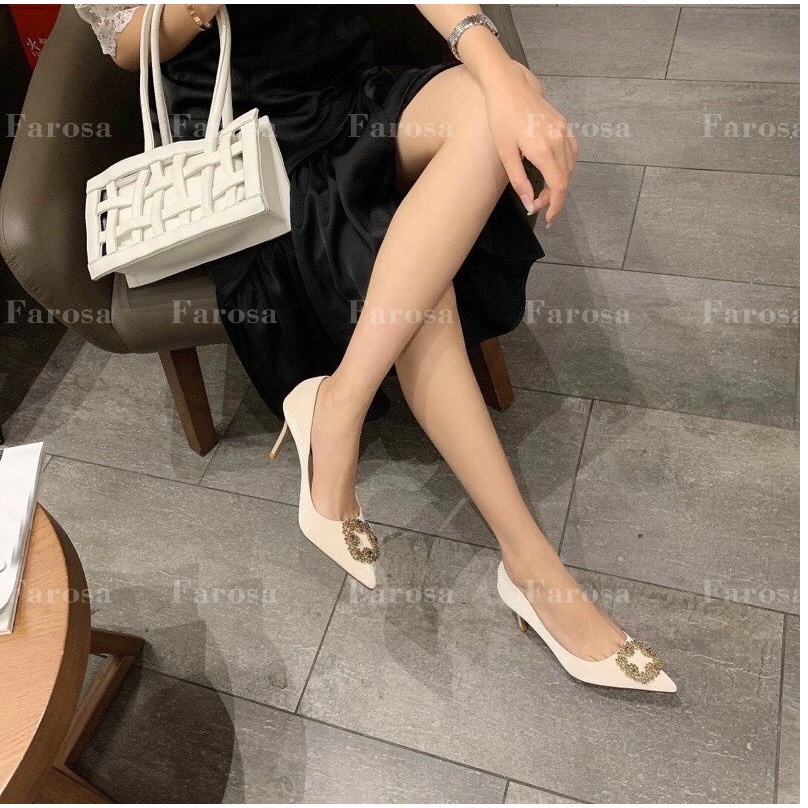 Giày cao gót thời trang nữ mũi nhọn khóa mặt khóa vuông siêu xinh